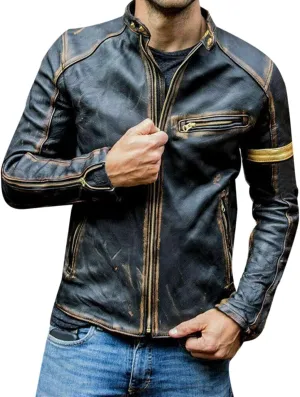 Mens Coat Jacket Stand Collar Punk Biker Leather Jacket Notch Lapel Overcoat Plus Size Wool Blend Coats Pea Coat Big