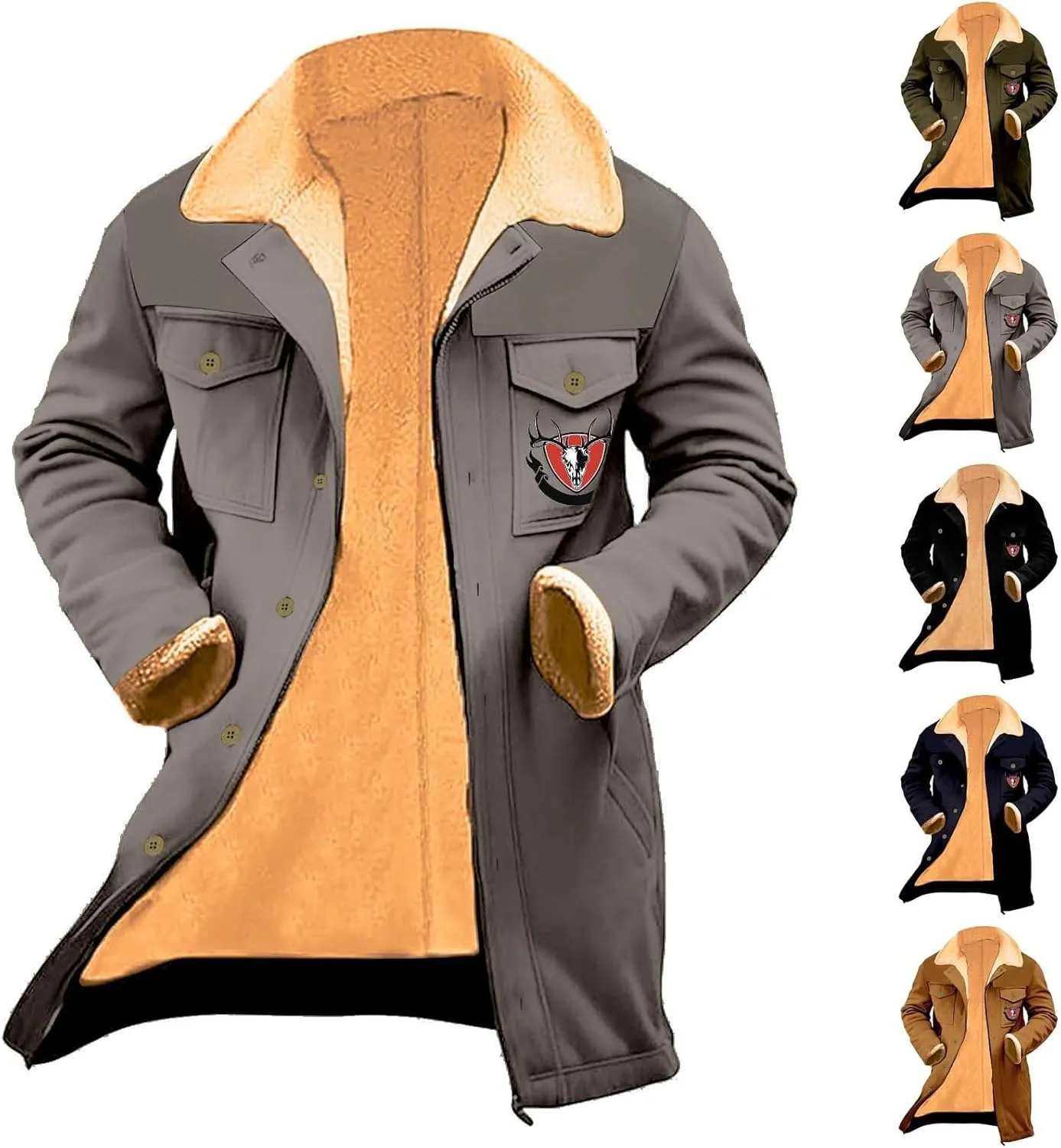 Mens Coat Jacket Stand Collar Punk Biker Leather Jacket Notch Lapel Overcoat Plus Size Wool Blend Coats Pea Coat Big