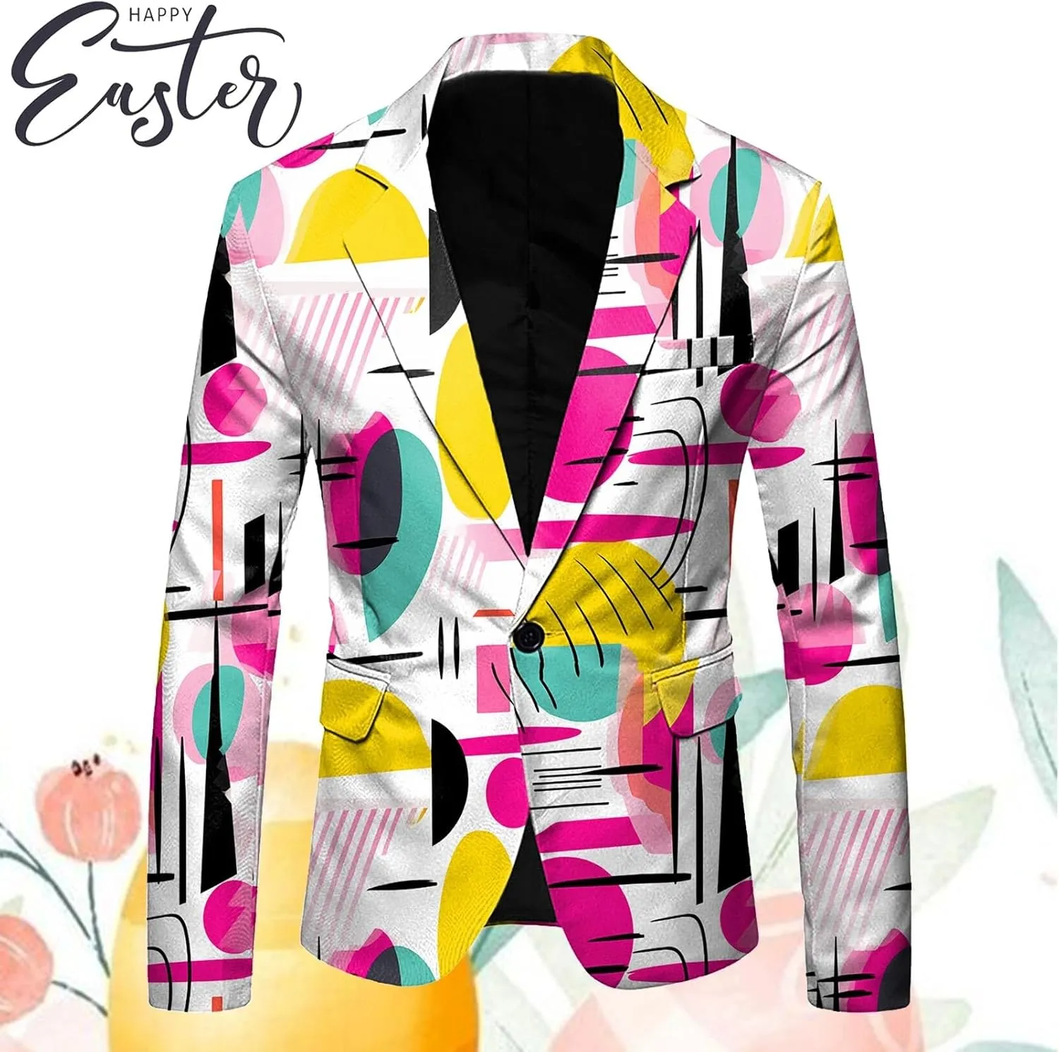 Men's Easter Bunny Egg Blazer Slim Fit Suit Birthday Wedding Party Tuxedo Suits Jacket Coats Lightweight Office Outwear