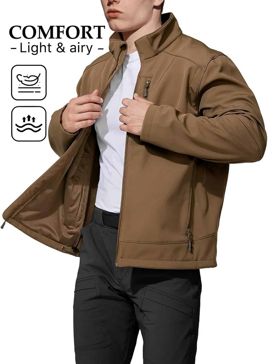 Mens Jacket Waterproof Hooded Coats Tactical Soft Shell Jackets for Men