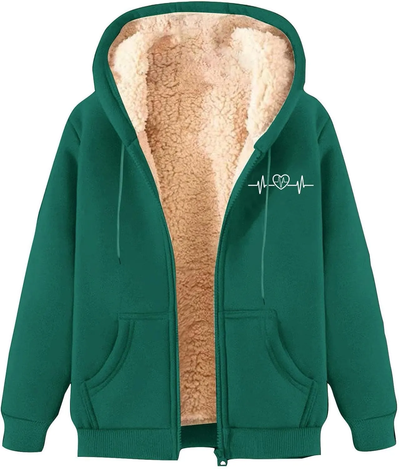 Men's New Casual Fashionable Printed Fleece Hooded Sweatshirt Jacket Coat Tops，Long Sleeve Zippr Furry Warm Comfy
