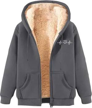 Men's New Casual Fashionable Printed Fleece Hooded Sweatshirt Jacket Coat Tops，Long Sleeve Zippr Furry Warm Comfy