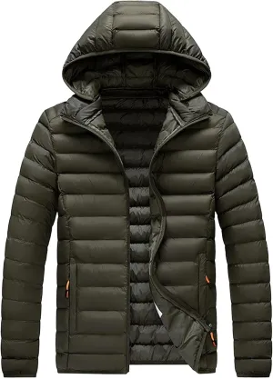 Men's Puffer Jacket Winter Down Coat Lightweight Thicken Warm Quilted Padded Coats Windproof Outerwear