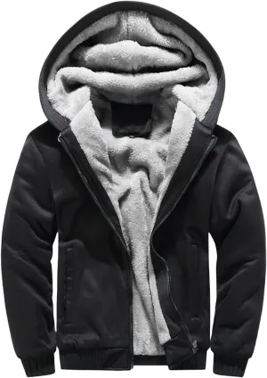 Men's Pullover Winter Jackets Sherpa Hoodie Jacket Fleece Lined Zip Up Warm Hoodies Sweatshirt Soft Thick Coats for Men