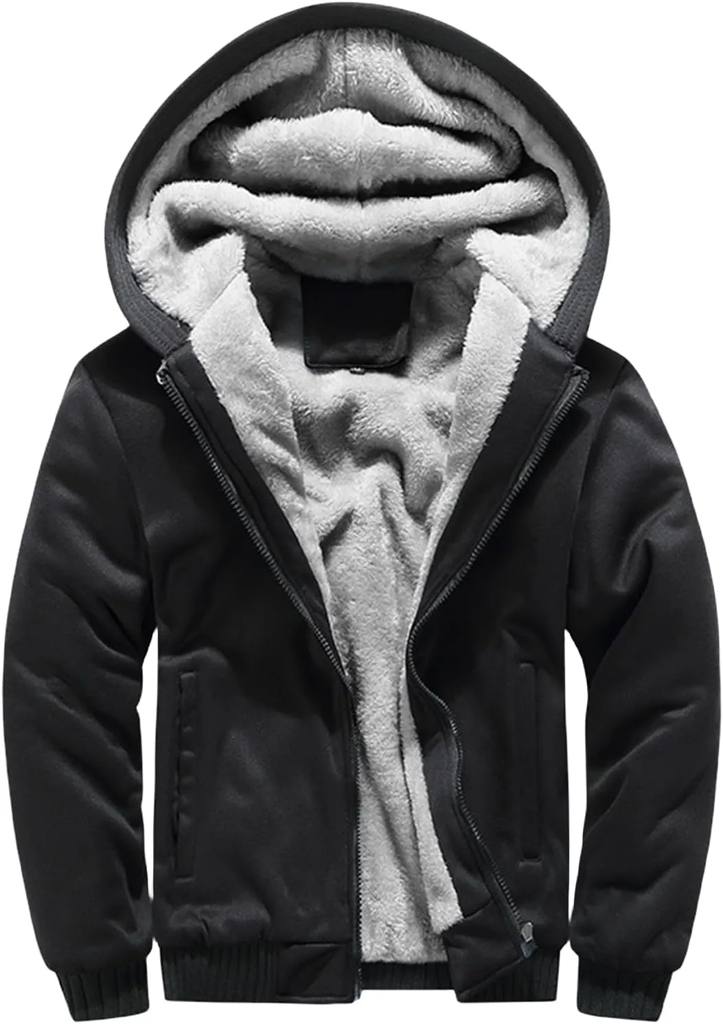 Men's Pullover Winter Jackets Sherpa Hoodie Jacket Fleece Lined Zip Up Warm Hoodies Sweatshirt Soft Thick Coats for Men
