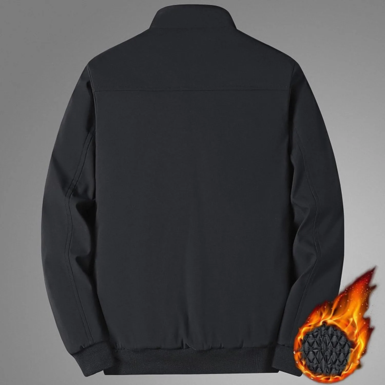 Men's Quilted Lined Bomber Jacket Casual Fall Winter Warm Windbreaker Full Zip Windproof Outwear Padded Coats
