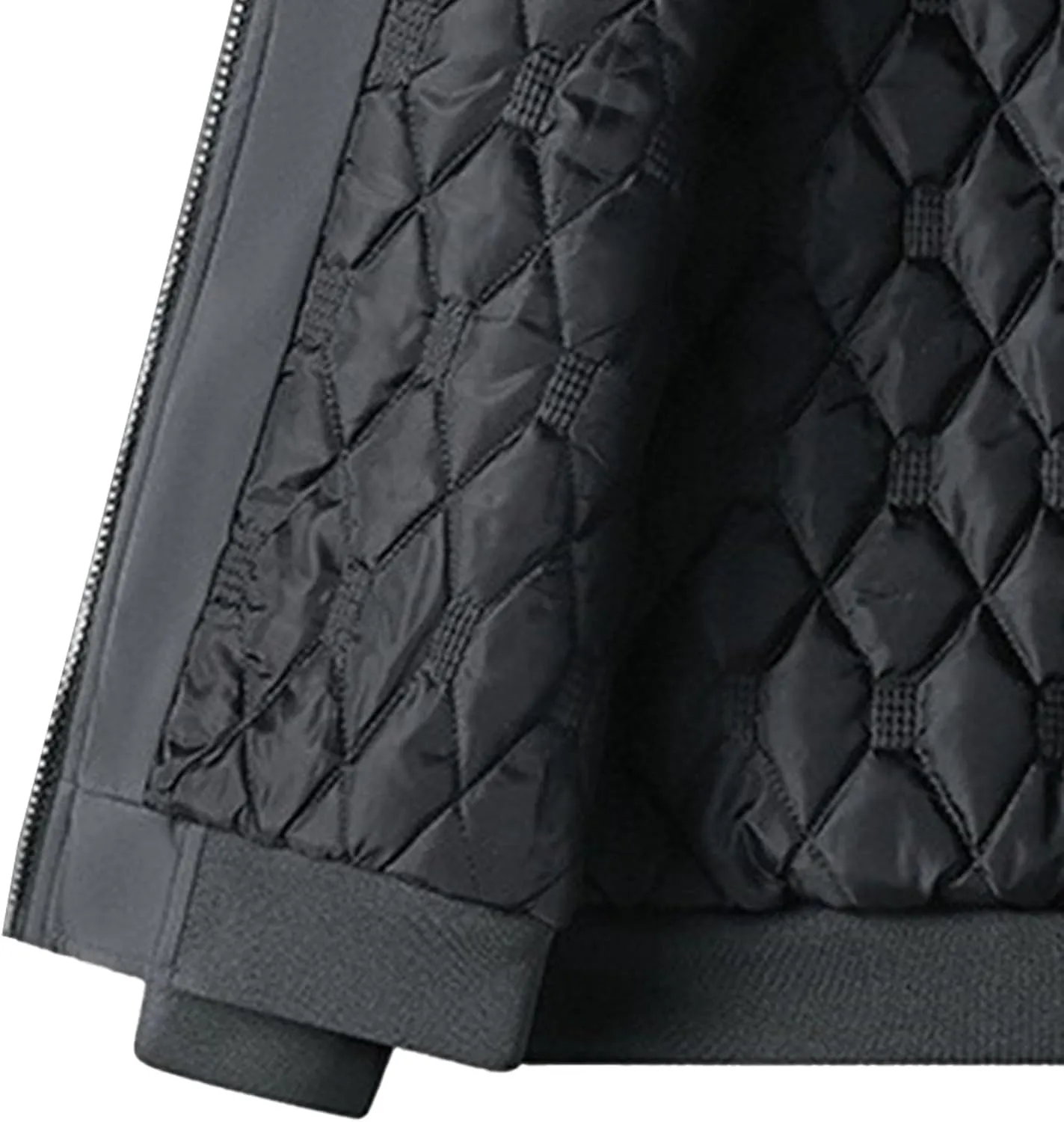 Men's Quilted Lined Bomber Jacket Casual Fall Winter Warm Windbreaker Full Zip Windproof Outwear Padded Coats
