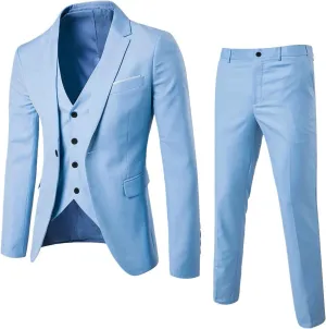 Men'S Sport Coats & Blazers Wedding Party Jacket Vest & Pants Coat Jacket Suit For Men Gabanes Para Light Blue