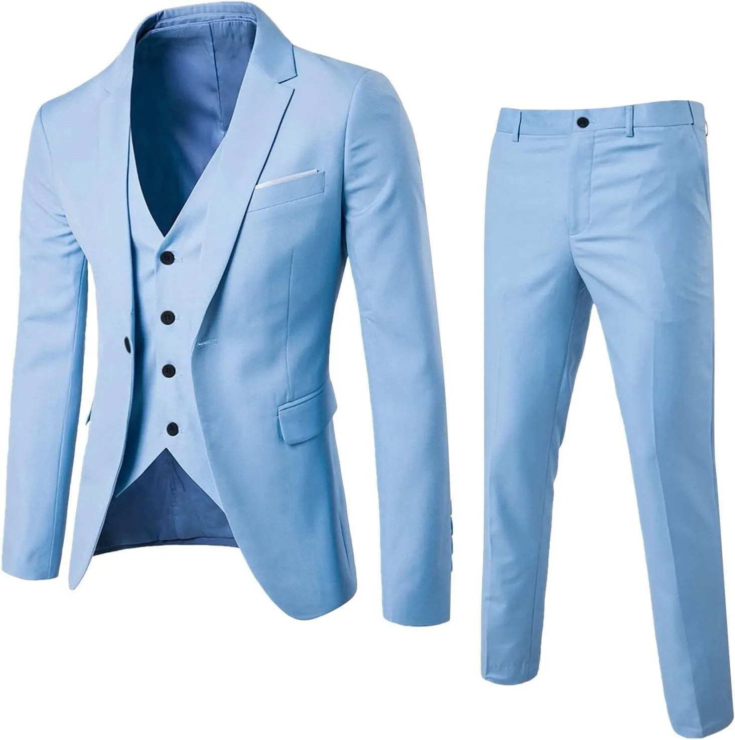 Men'S Sport Coats & Blazers Wedding Party Jacket Vest & Pants Coat Jacket Suit For Men Gabanes Para Light Blue