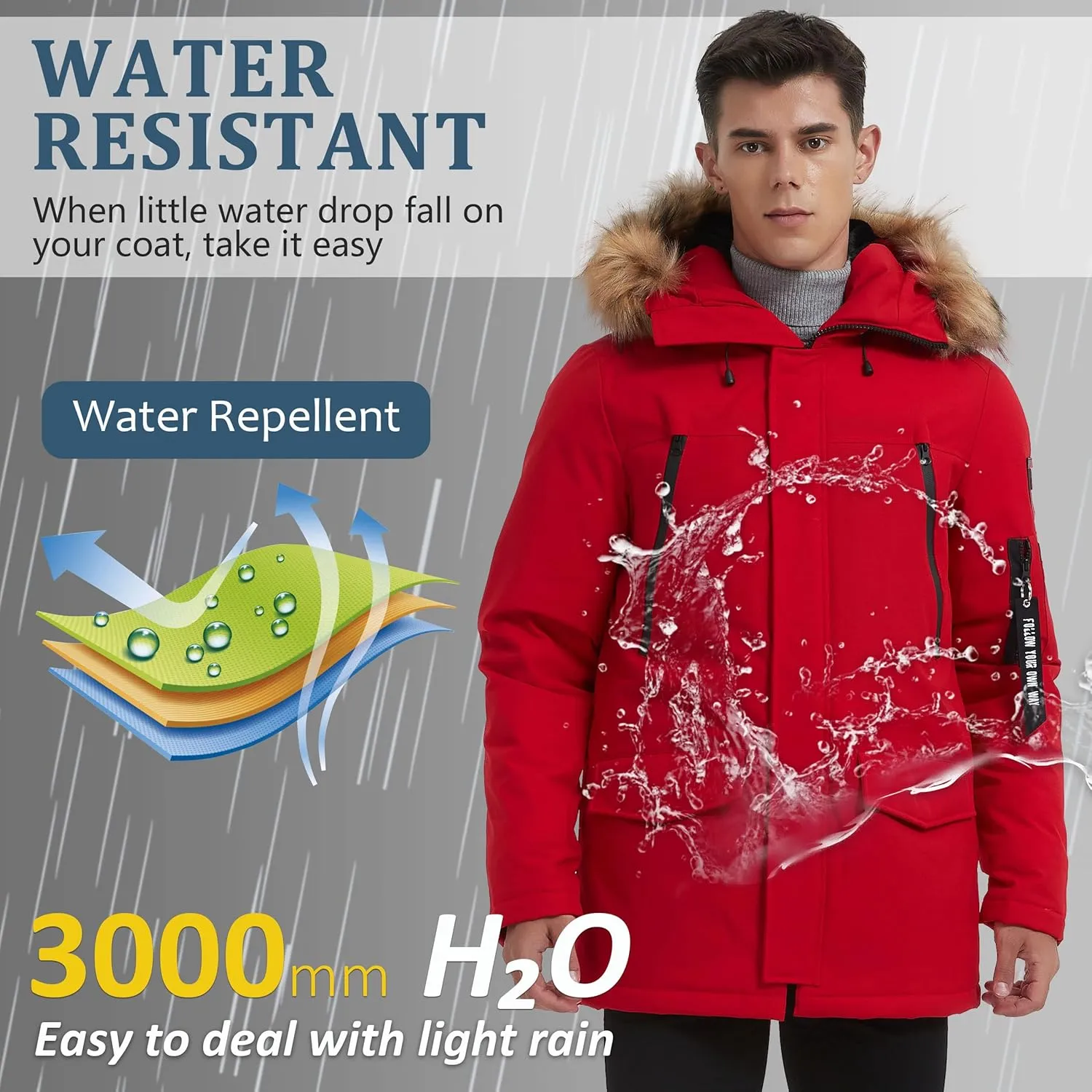 Men's Warm Winter Duck Down Parka Jacket Thickened Warm Hooded Padded Coats with Hood XS-3XL