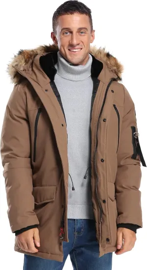 Men's Warm Winter Duck Down Parka Jacket Thickened Warm Hooded Padded Coats with Hood XS-3XL