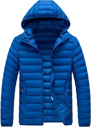 Men's Winter Down Coat Thicken Warm Hooded Puffer Jacket Lightweight Windproof Padded Coats Outerwear