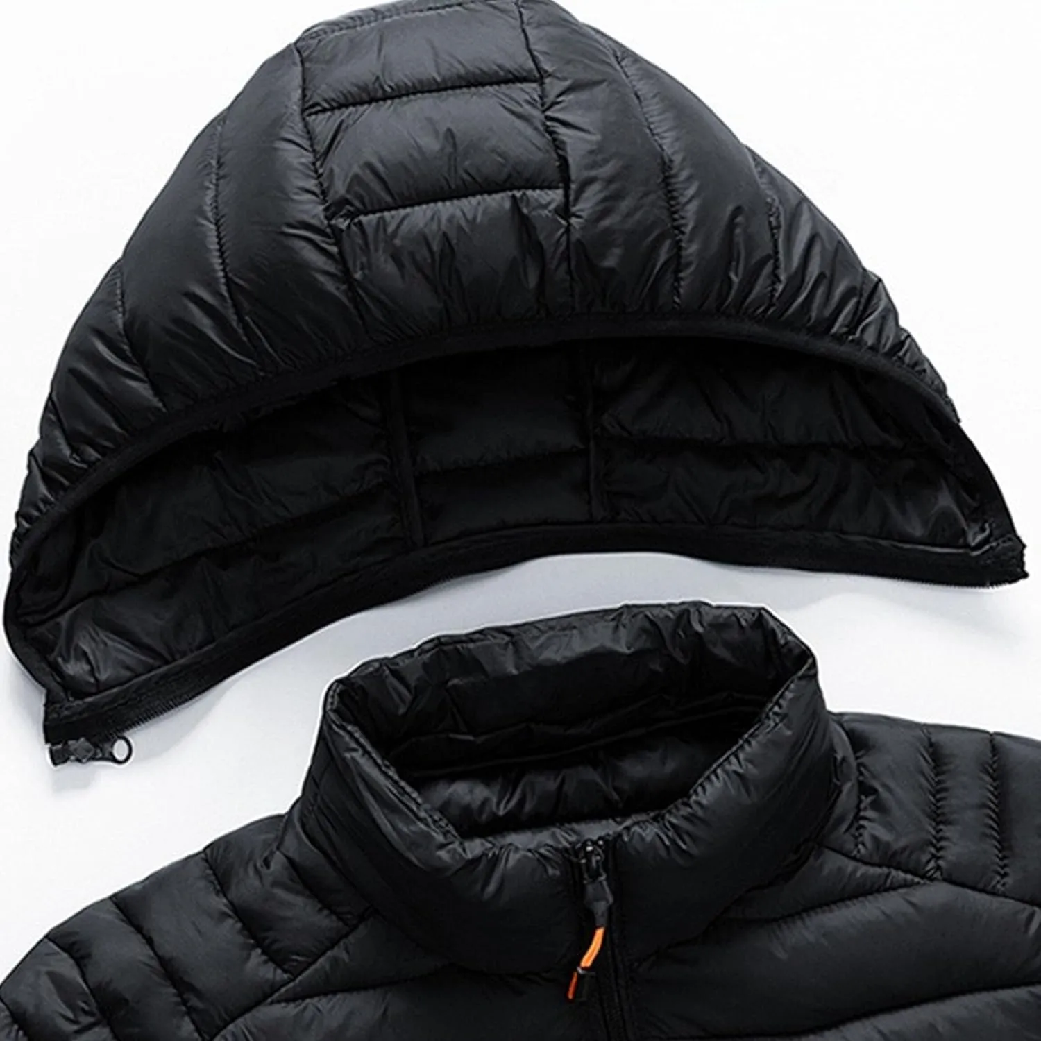 Men's Winter Down Coat Thicken Warm Hooded Puffer Jacket Lightweight Windproof Padded Coats Outerwear