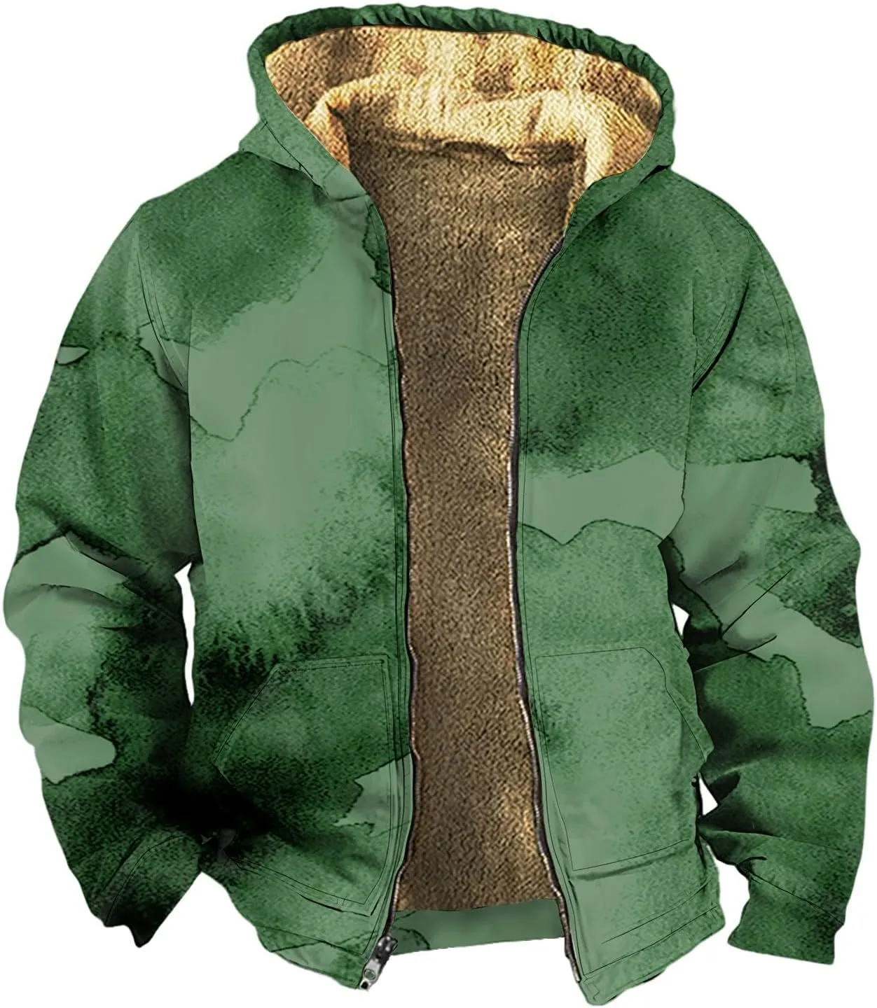 Mens Winter Jacket For Hoodies Vintage Casual Long Sleeve Graphic Thickened Fashion Padded Coats