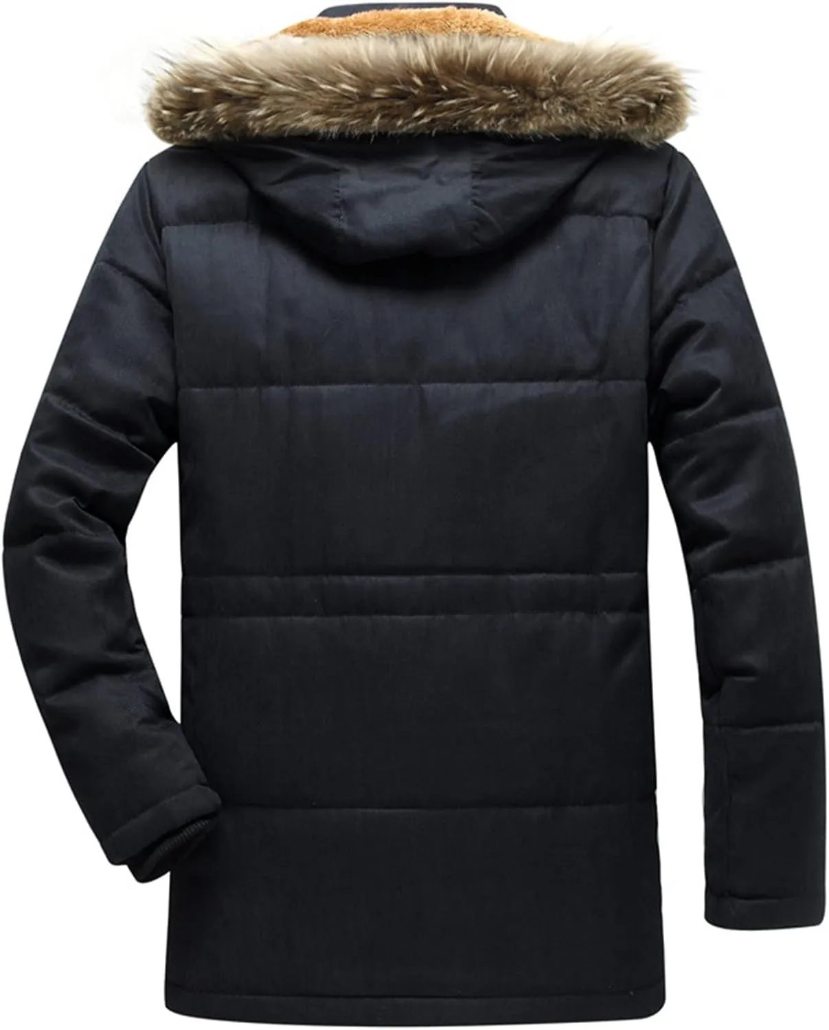 Mens Winter Warm Coat Fleece Lined Parka Thicken Cotton Puffer Down Jackets with Detachable Faux Fur Hood L-4XL