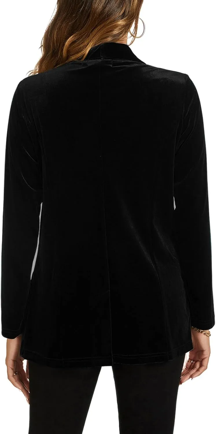MINTLIMIT Women Velvet Blazer Jackets Long Sleeve Business Suit Lapel Open Front Casual Blazers with Pockets
