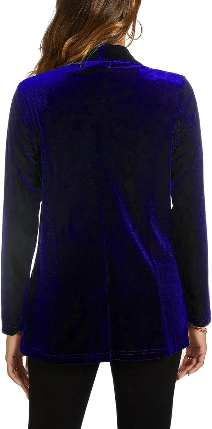 MINTLIMIT Women Velvet Blazer Jackets Long Sleeve Business Suit Lapel Open Front Casual Blazers with Pockets