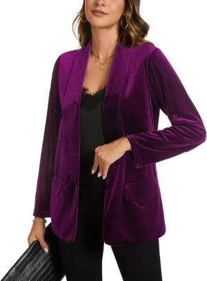 MINTLIMIT Women Velvet Blazer Jackets Long Sleeve Business Suit Lapel Open Front Casual Blazers with Pockets