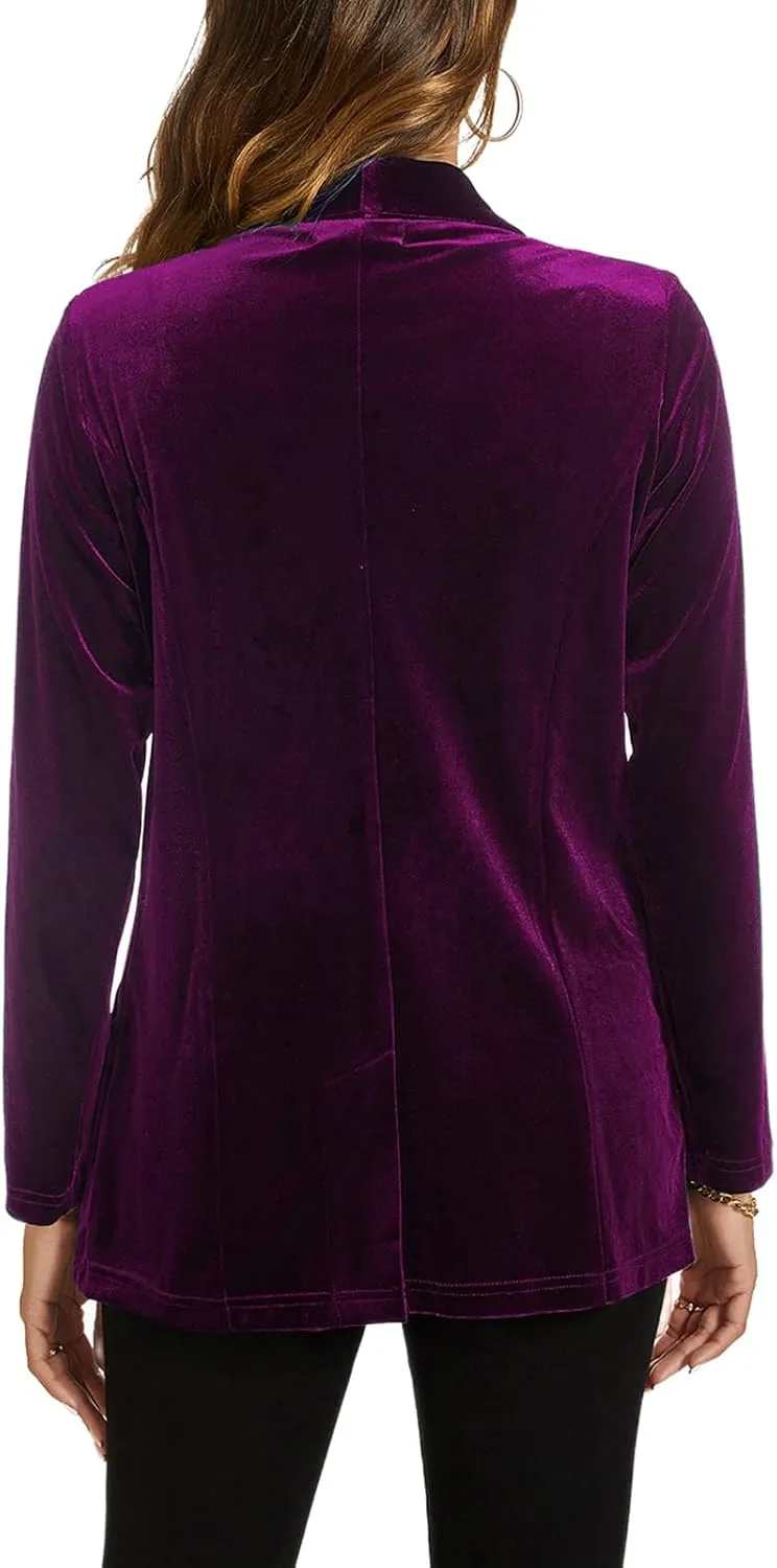 MINTLIMIT Women Velvet Blazer Jackets Long Sleeve Business Suit Lapel Open Front Casual Blazers with Pockets