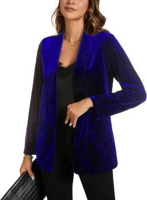MINTLIMIT Women Velvet Blazer Jackets Long Sleeve Business Suit Lapel Open Front Casual Blazers with Pockets