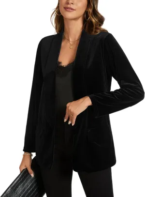 MINTLIMIT Women Velvet Blazer Jackets Long Sleeve Business Suit Lapel Open Front Casual Blazers with Pockets