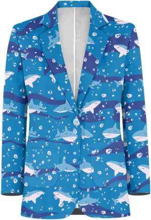 Novelty Women's Casual Blazers Long Sleeve Open Front Button Work Offic Blazer Jackets with Pockets