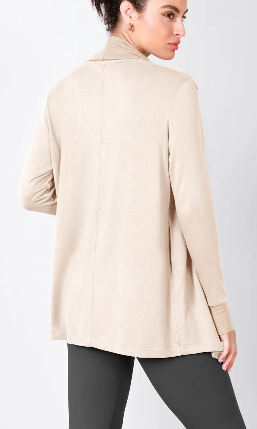 ODODOS Women's Drape Open Front Cardigans Cozy Soft Long Sleeve Casual Wrap Outerwear with Pockets Thumb Hole