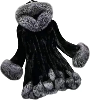 OIOLOYJM Oversized Faux Fur Hooded Coats Winter Fashion Coats Womens Warm Hooded Jacket Thick Padded Loose Fleece Outerwear