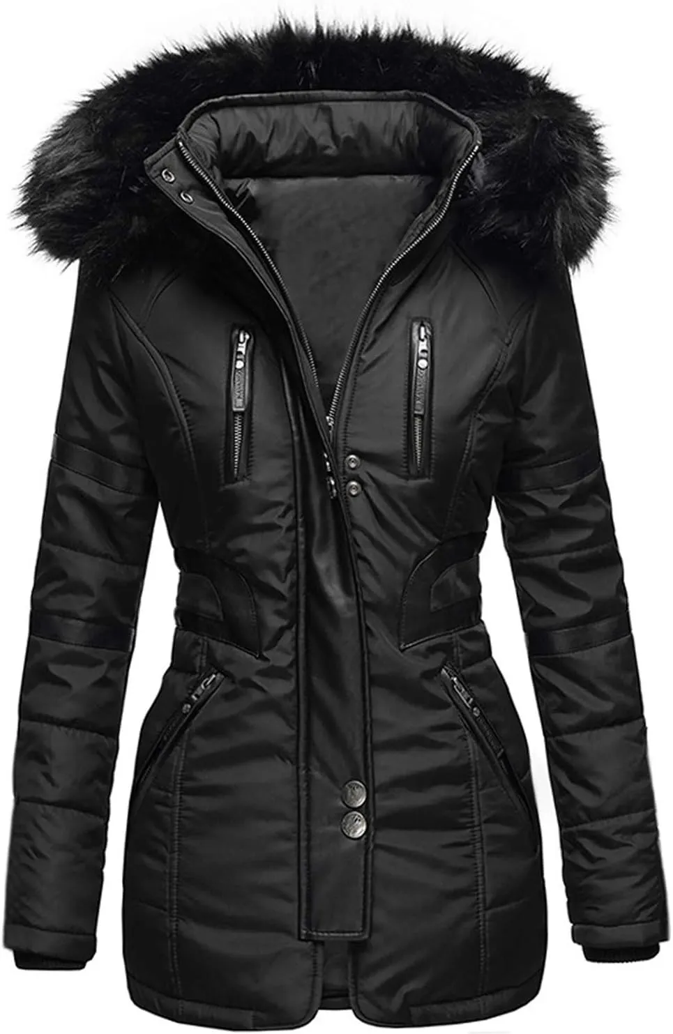 OIOLOYJM Winter Fashion Coats Womens Warm Hooded Jacket Thick Padded Loose Fleece Outerwear Oversized Faux Fur Hooded Coats