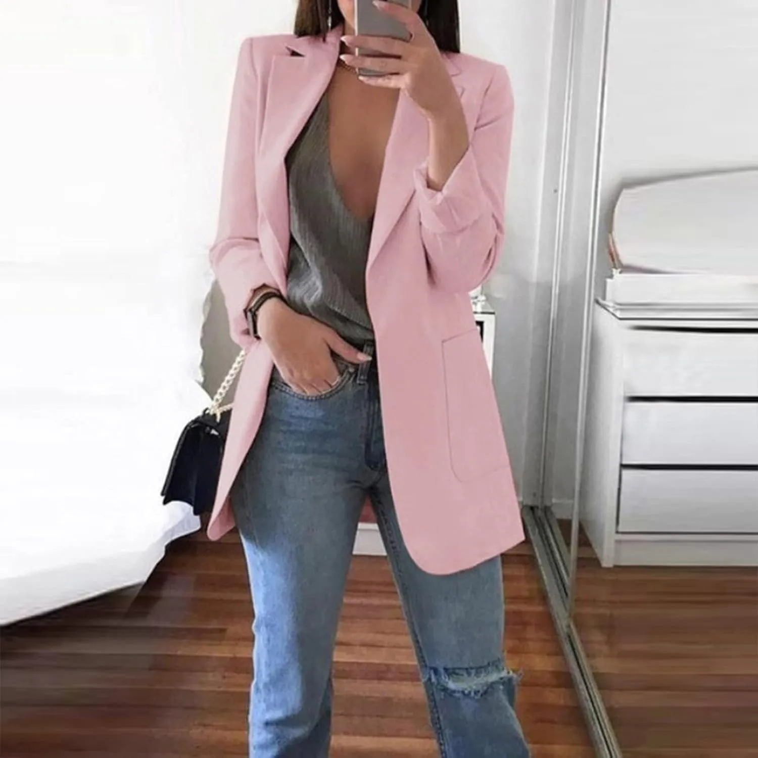 Oversized Blazers for Women Business Casual Long Sleeve Blazers Women's Long Blazer Open Front Cardigan Tops