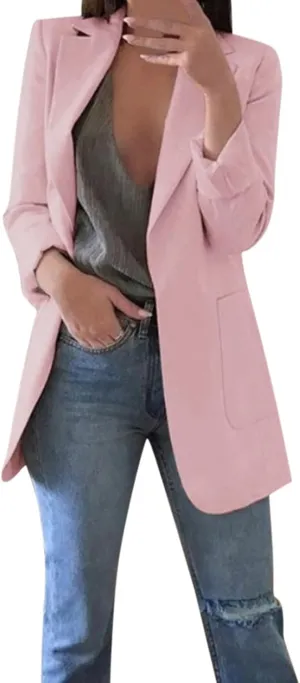 Oversized Blazers for Women Business Casual Long Sleeve Blazers Women's Long Blazer Open Front Cardigan Tops