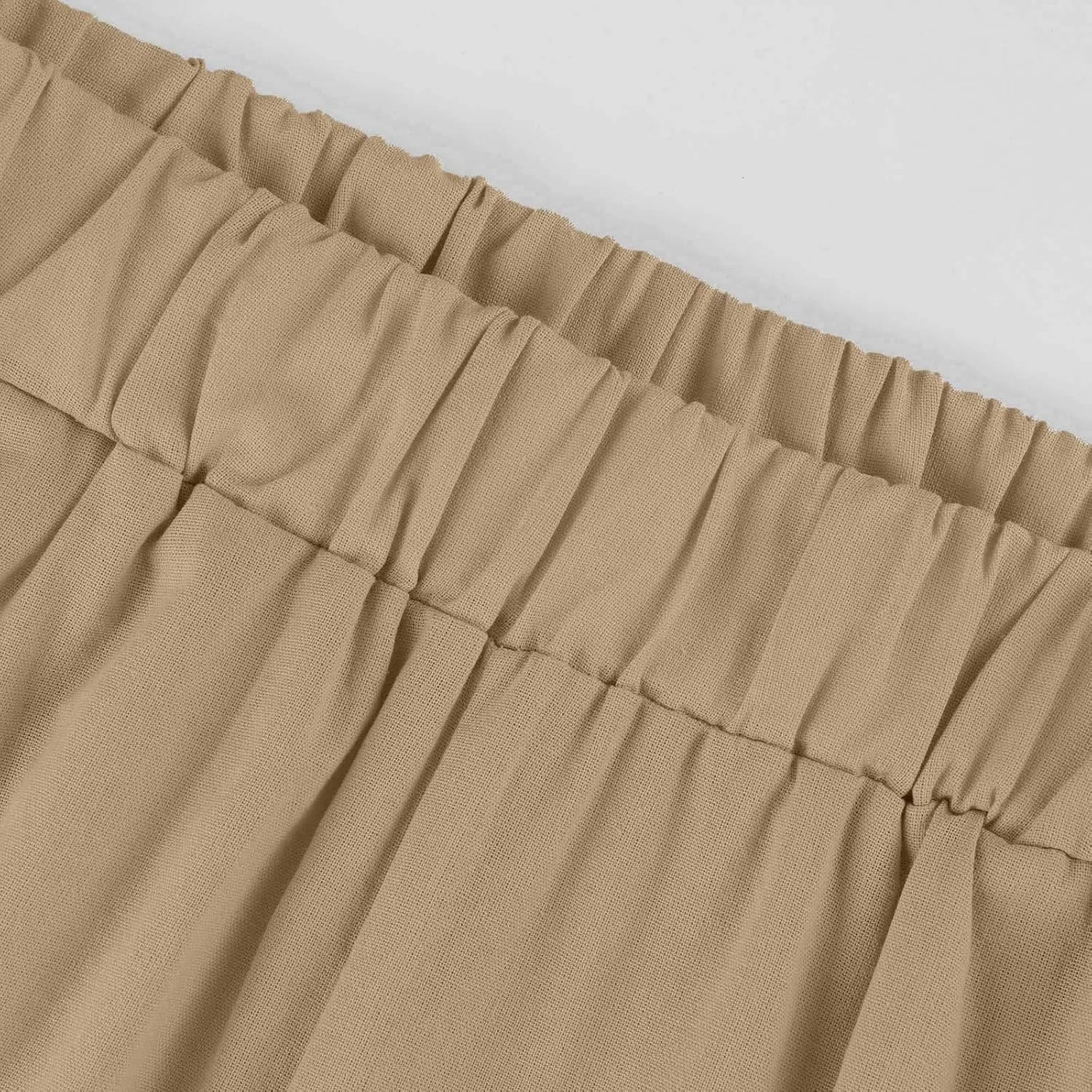 Petite Straight Leg Pants for Women Linen Summer Drawstrings High Waist Trousers with Pockets Lightweight Cropped