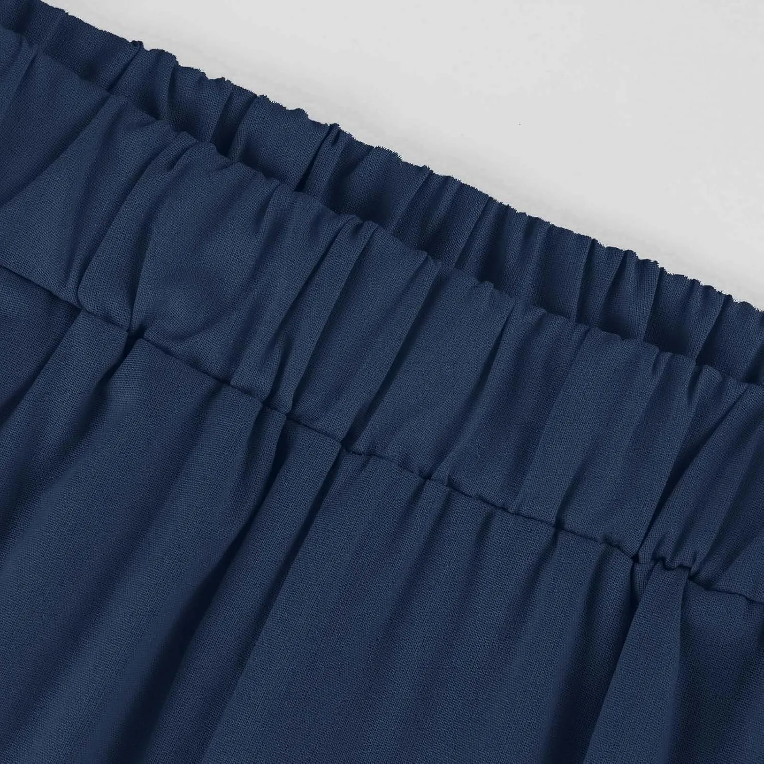 Petite Straight Leg Pants for Women Linen Summer Drawstrings High Waist Trousers with Pockets Lightweight Cropped