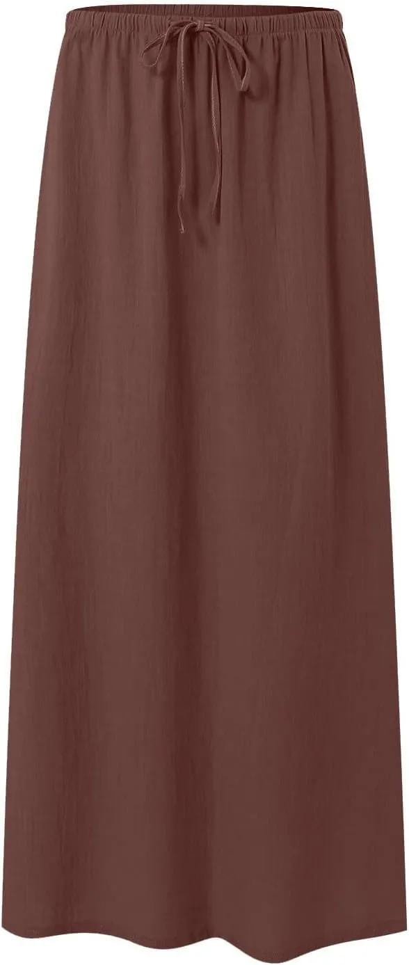 Rvidbe Maxi Skirts for Women 2025 Summer Comfy Drawstring Waist A Line Skirts Cute Vacation Boho Long Flowy Beach Skirts