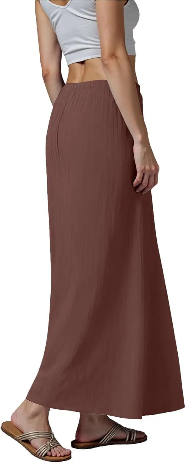 Rvidbe Maxi Skirts for Women 2025 Summer Comfy Drawstring Waist A Line Skirts Cute Vacation Boho Long Flowy Beach Skirts
