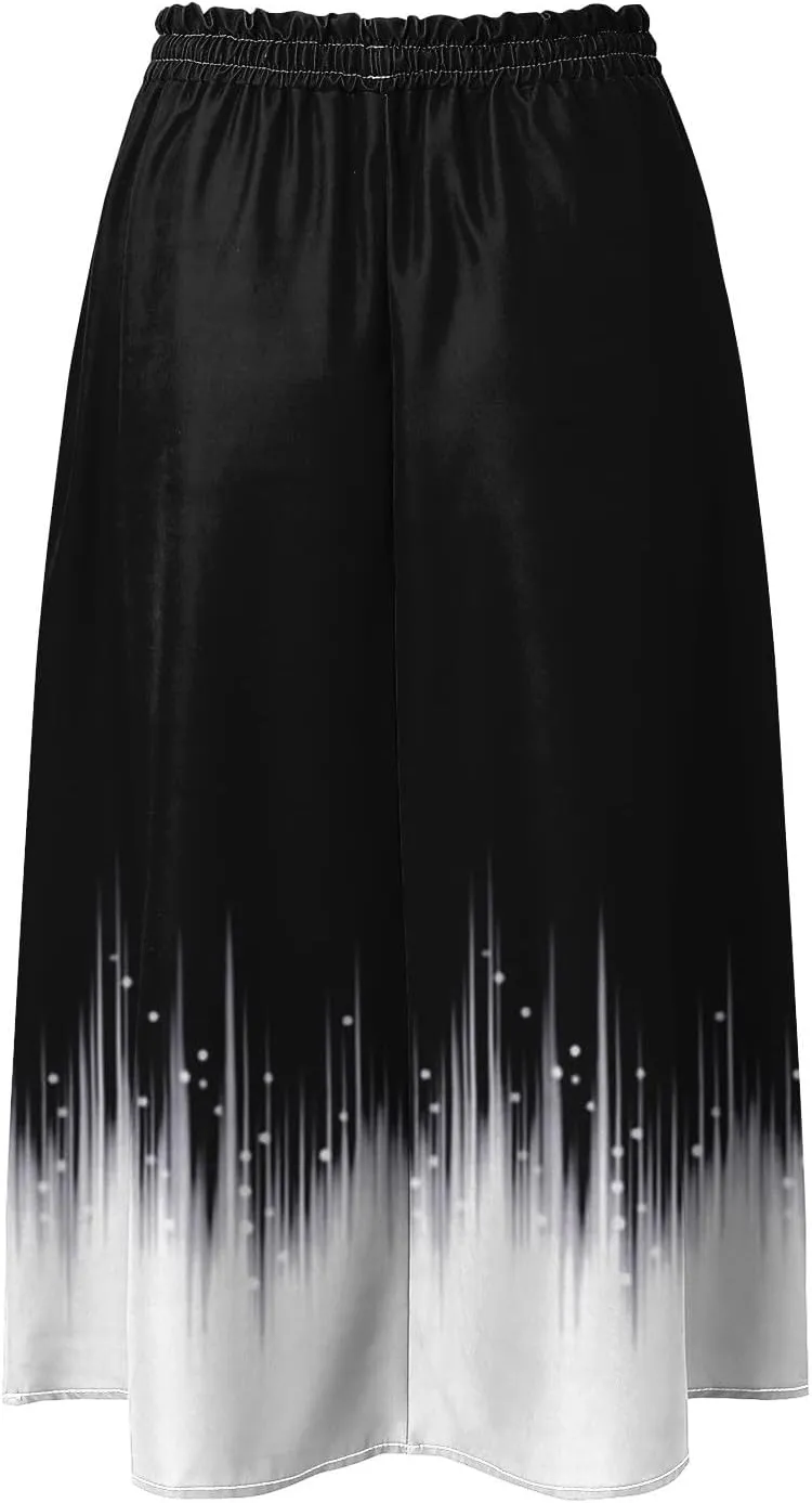 Rvidbe Skirts for Women Midi Length Summer Pleated High Waisted Casual Below Knee Skirts with Pockets Vacation A-Line Skirts