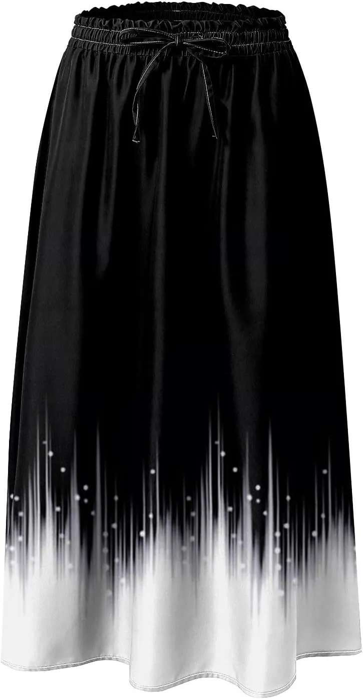 Rvidbe Skirts for Women Midi Length Summer Pleated High Waisted Casual Below Knee Skirts with Pockets Vacation A-Line Skirts
