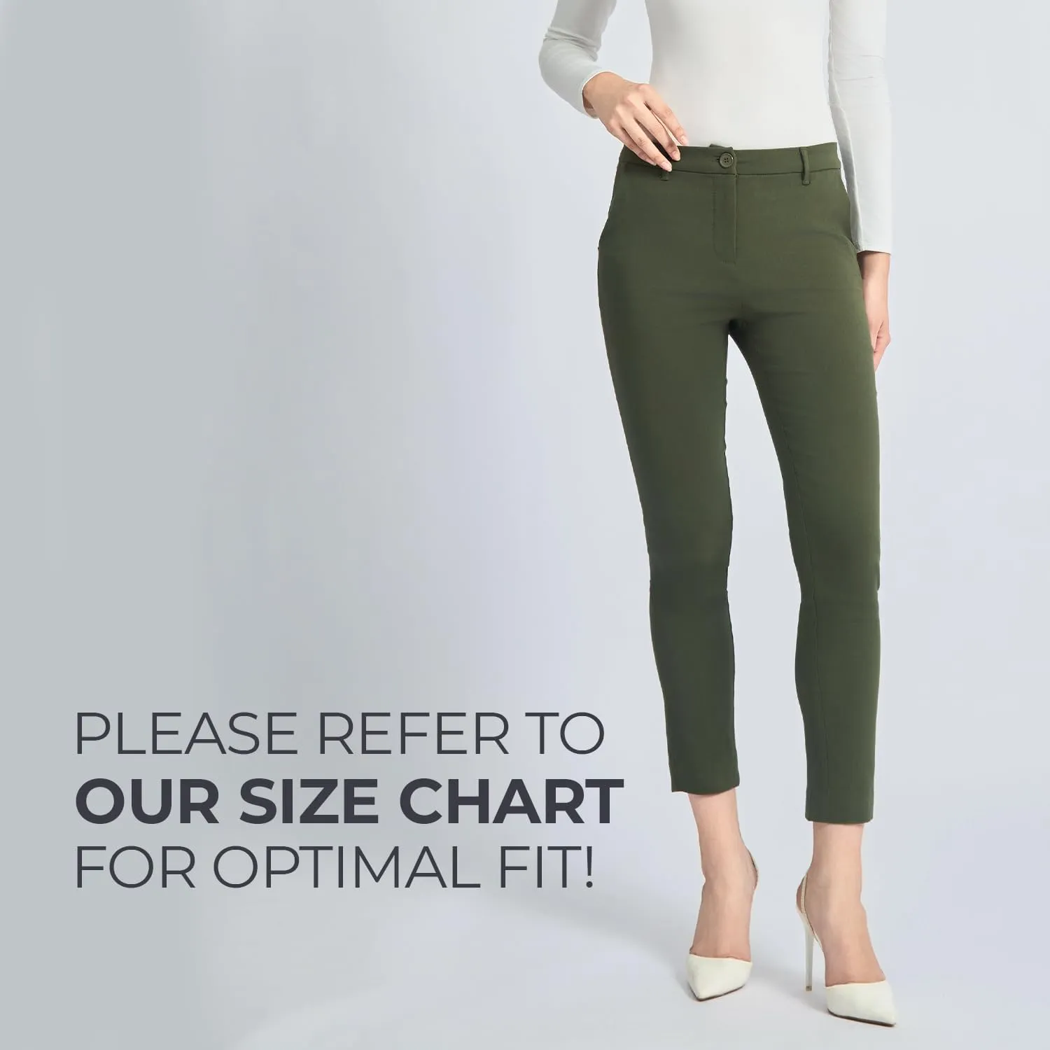 SANDY & SID Cropped Pants for Women Petite Small Size Mid Waist Slim Fit Work Pants Stretch Trousers Slack Casual Office Wear
