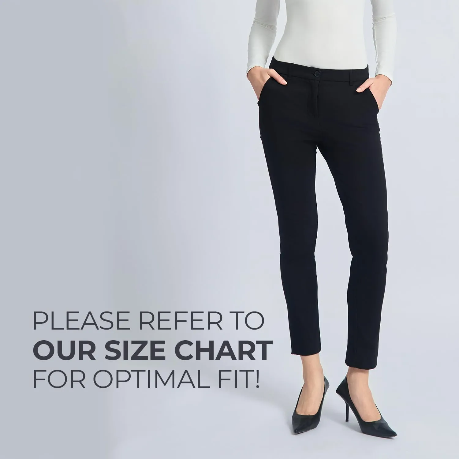 SANDY & SID Cropped Pants for Women Petite Small Size Mid Waist Slim Fit Work Pants Stretch Trousers Slack Casual Office Wear