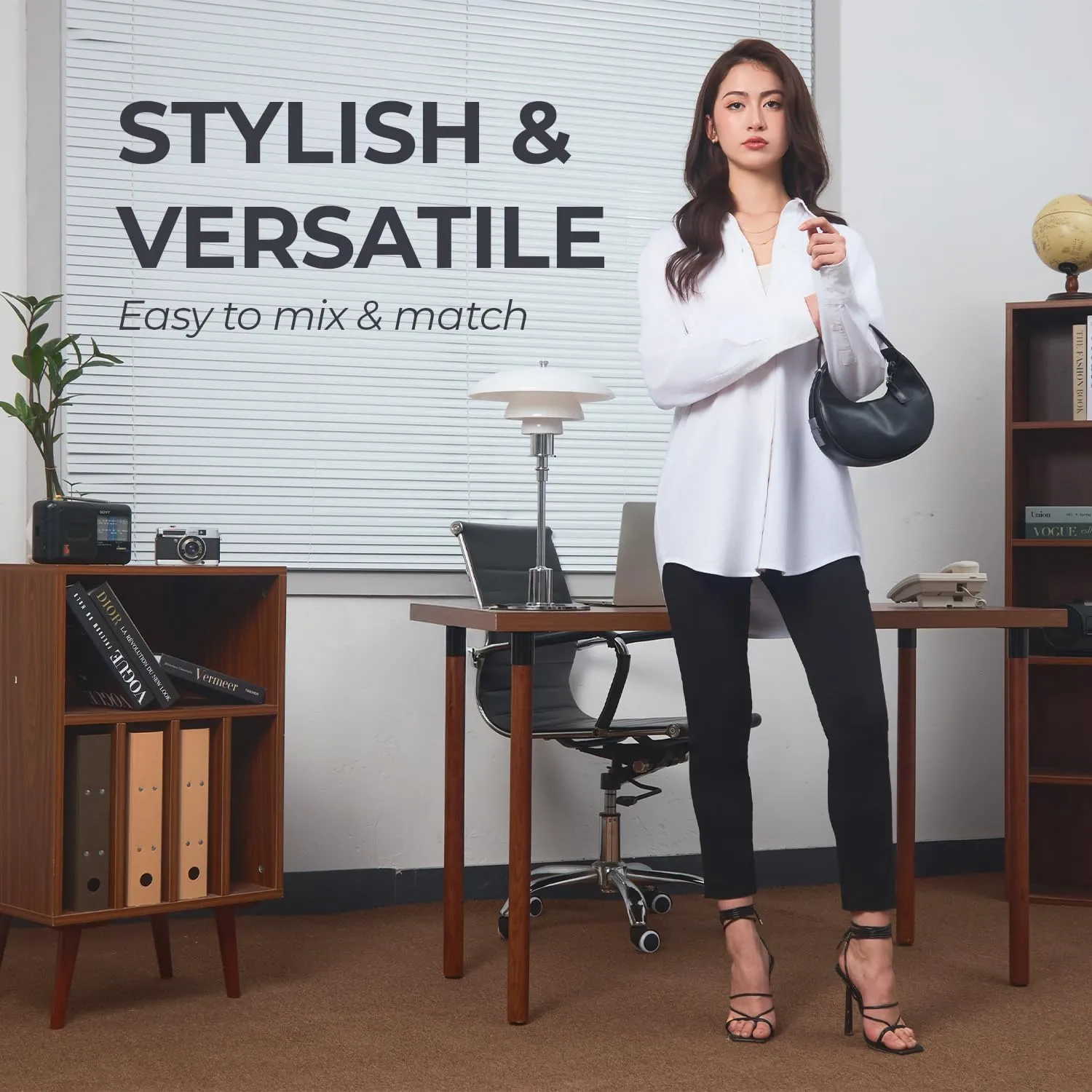 SANDY & SID Cropped Pants for Women Petite Small Size Mid Waist Slim Fit Work Pants Stretch Trousers Slack Casual Office Wear