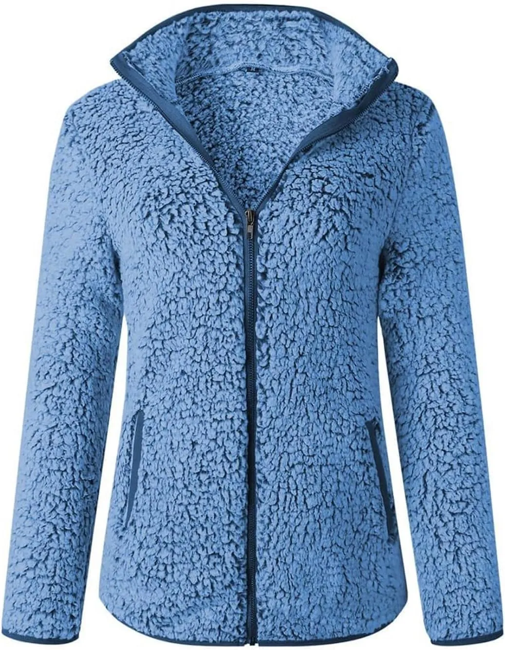 Sherpa Lined Jacket Women Long Sleeve Oversized Faux Fur Coats Casual Lapel Collar Winter Teddy Coats with Pockets