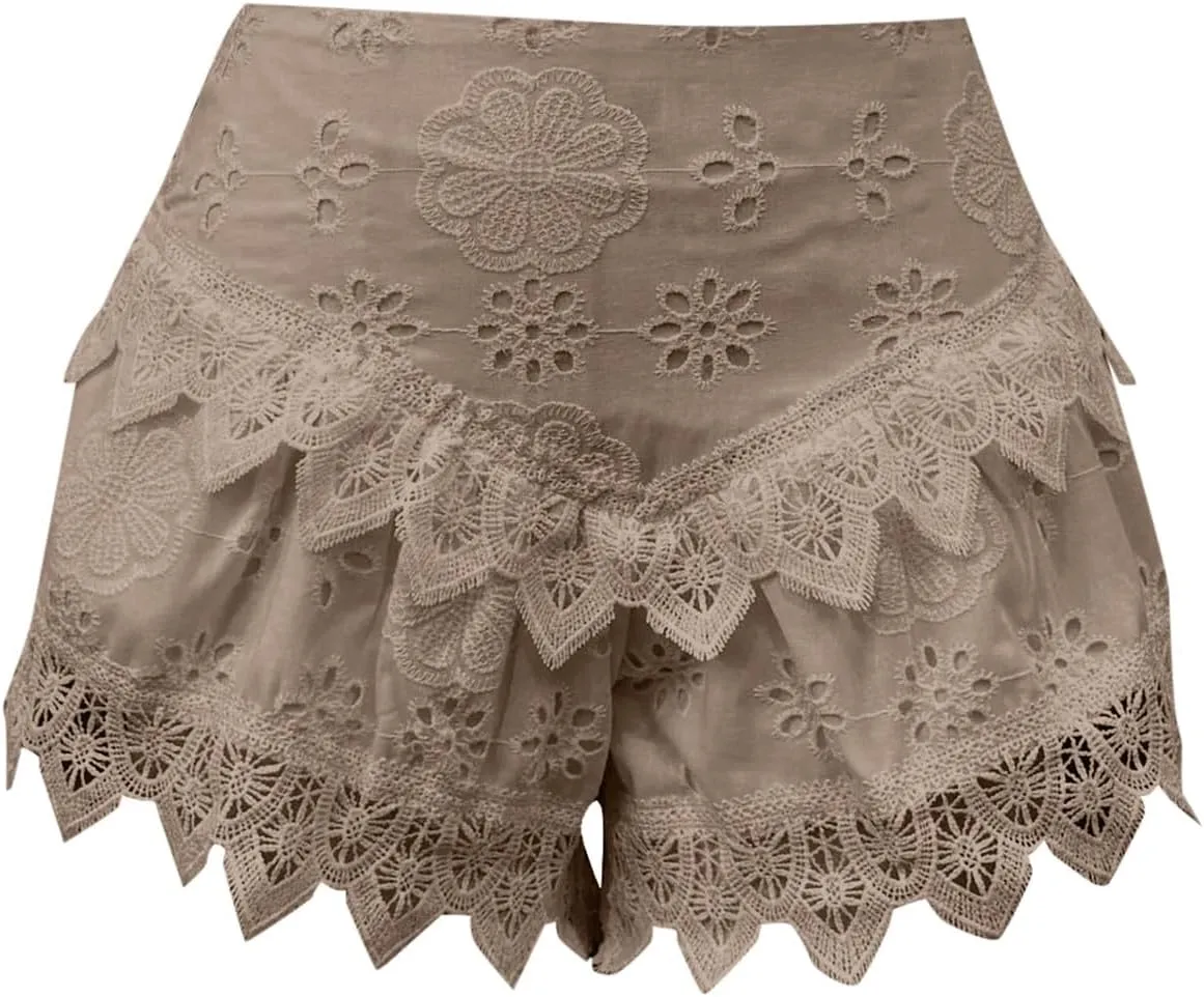 Skirts for Women Cute Lace Double Hem High Elastic Waist Slim Tummy Control Trendy Y2K Lolita Mini Shorts Skirts