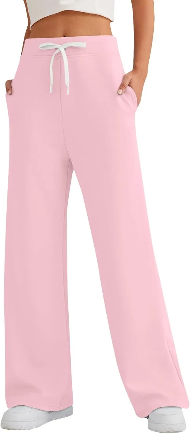 Straight Leg Wide Sweatpants Women's Sports Fitness Pants Casual Loose High Waist Pants Drawstring Jogging Pants