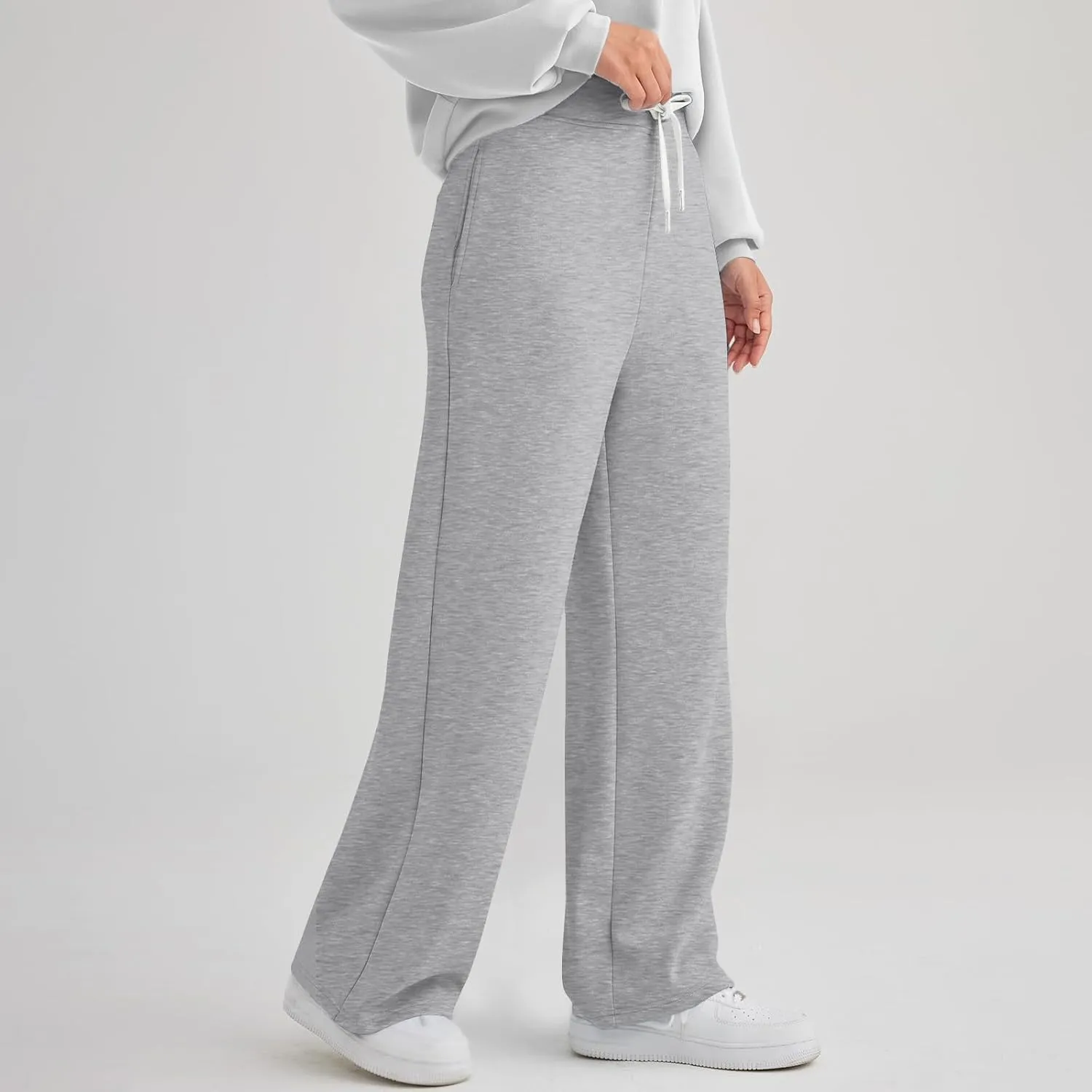 Straight Leg Wide Sweatpants Women's Sports Fitness Pants Casual Loose High Waist Pants Drawstring Jogging Pants