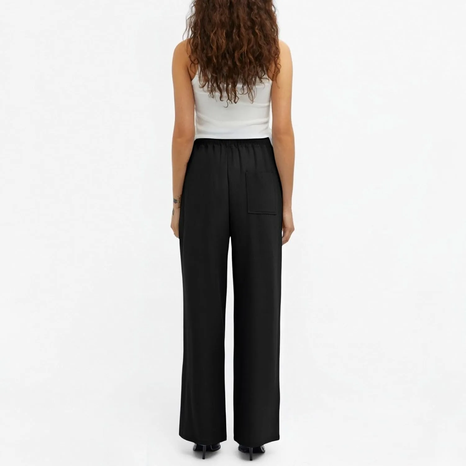 Summer Pants for Women 2025 Elastic High Waisted Wide Leg Pants Beach Vacation Cover Up Lounge Pants with Pockets