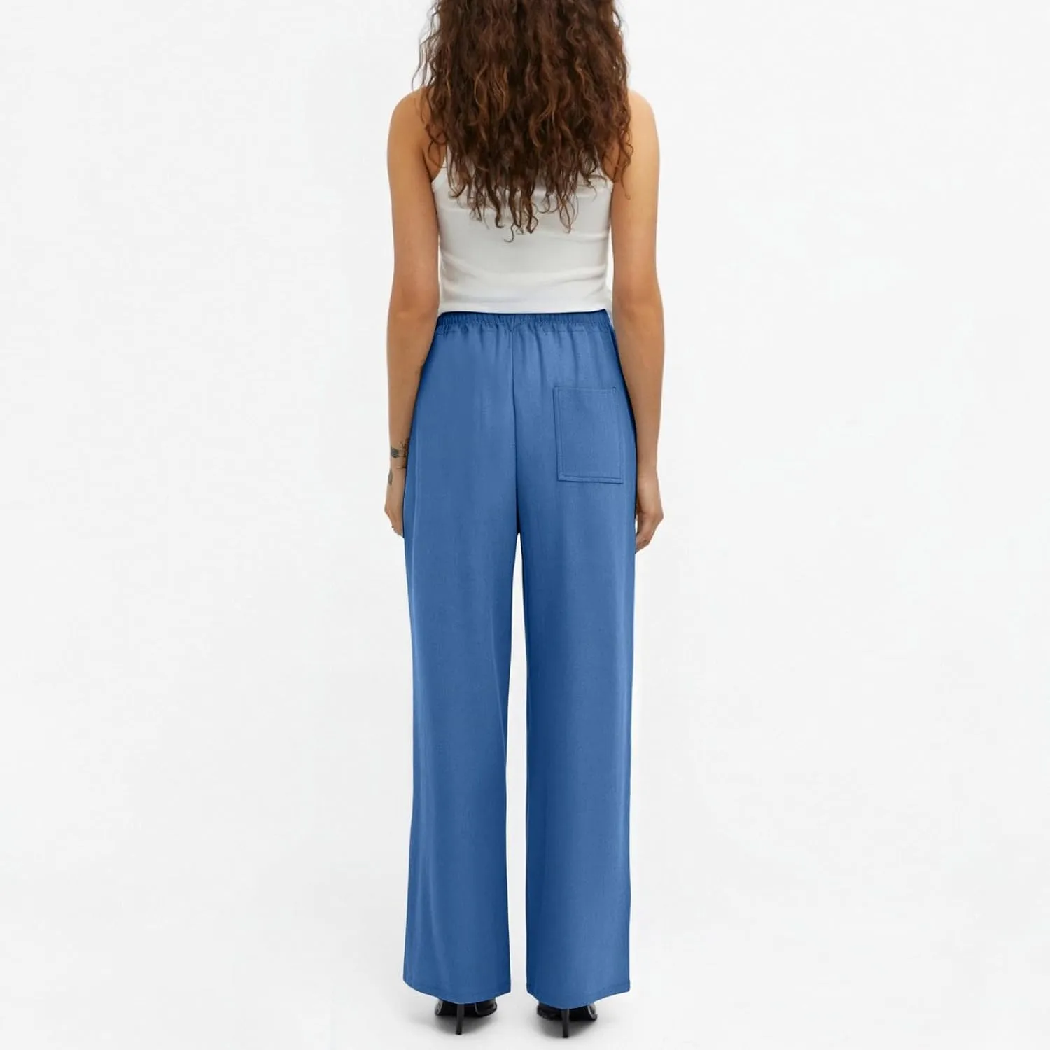 Summer Pants for Women 2025 Elastic High Waisted Wide Leg Pants Beach Vacation Cover Up Lounge Pants with Pockets