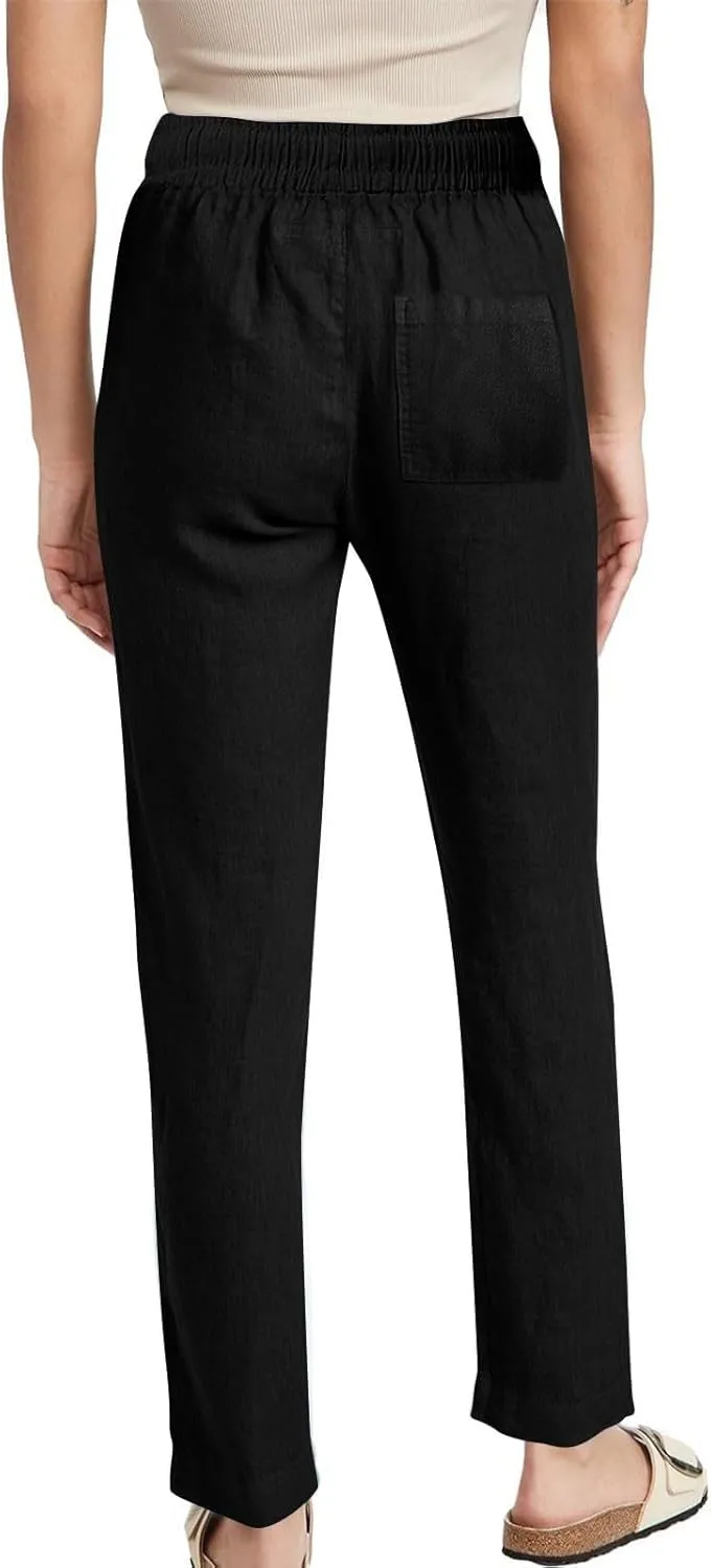 Summer Pants for Women 2025 Elastic High Waisted Wide Leg Pants Beach Vacation Cover Up Lounge Pants with Pockets