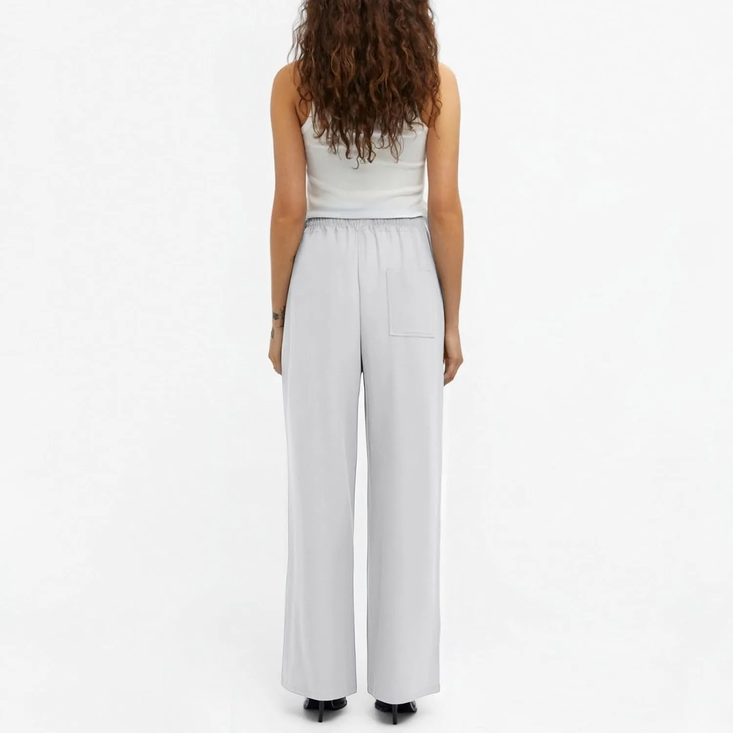 Summer Pants for Women 2025 Elastic High Waisted Wide Leg Pants Beach Vacation Cover Up Lounge Pants with Pockets