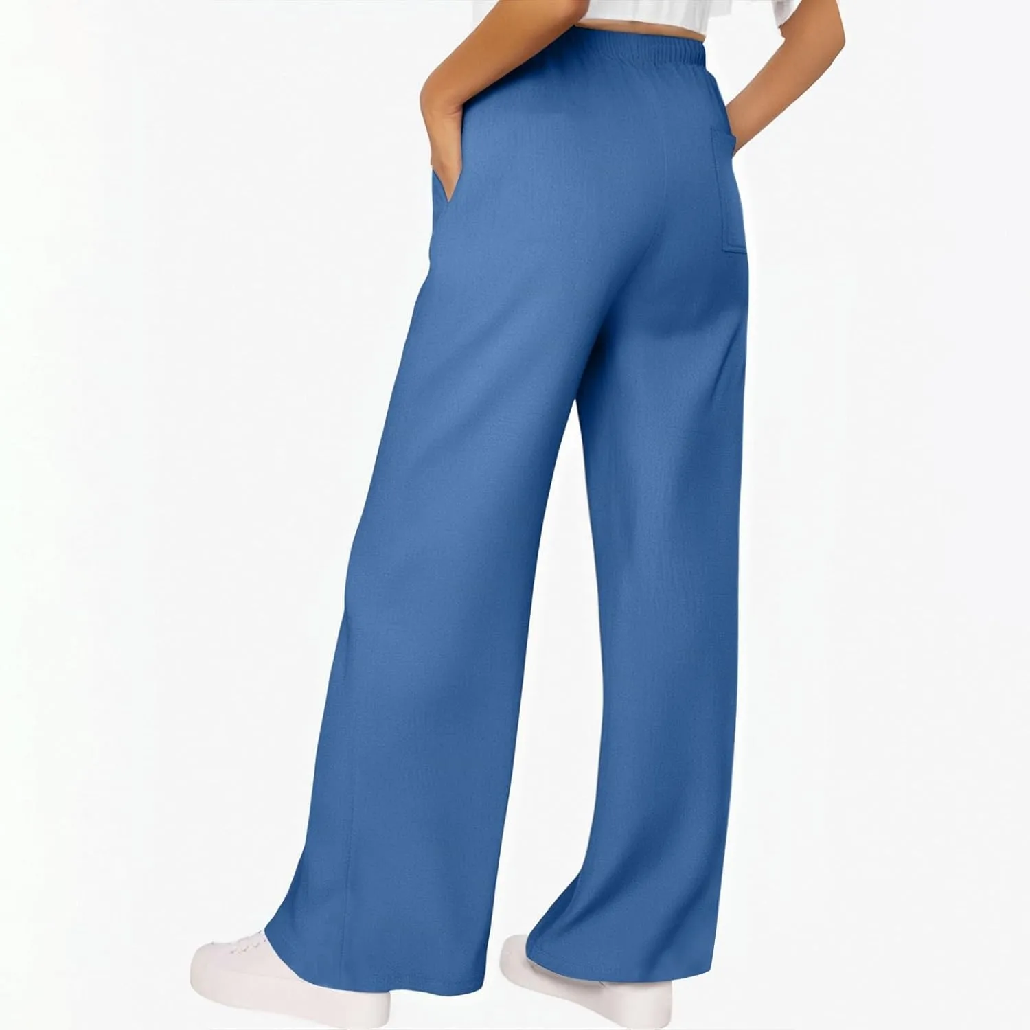 Summer Pants for Women 2025 Elastic High Waisted Wide Leg Pants Beach Vacation Cover Up Lounge Pants with Pockets