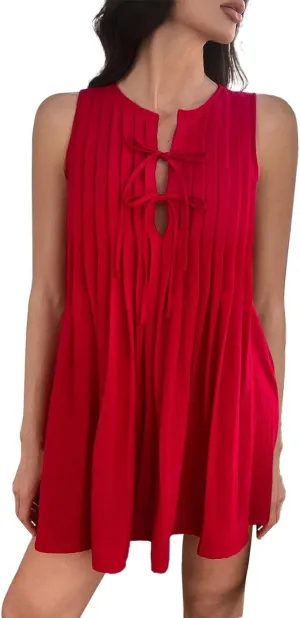 Sundresses for Women,2025 Summer V-Neck a Line Dresses Vintage Sleeveless Beach Sundress Casual Loose Boho Dress